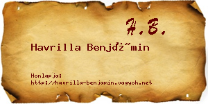 Havrilla Benjámin névjegykártya